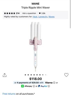 MANE Triple Ripple Mini Waver - White & Pink